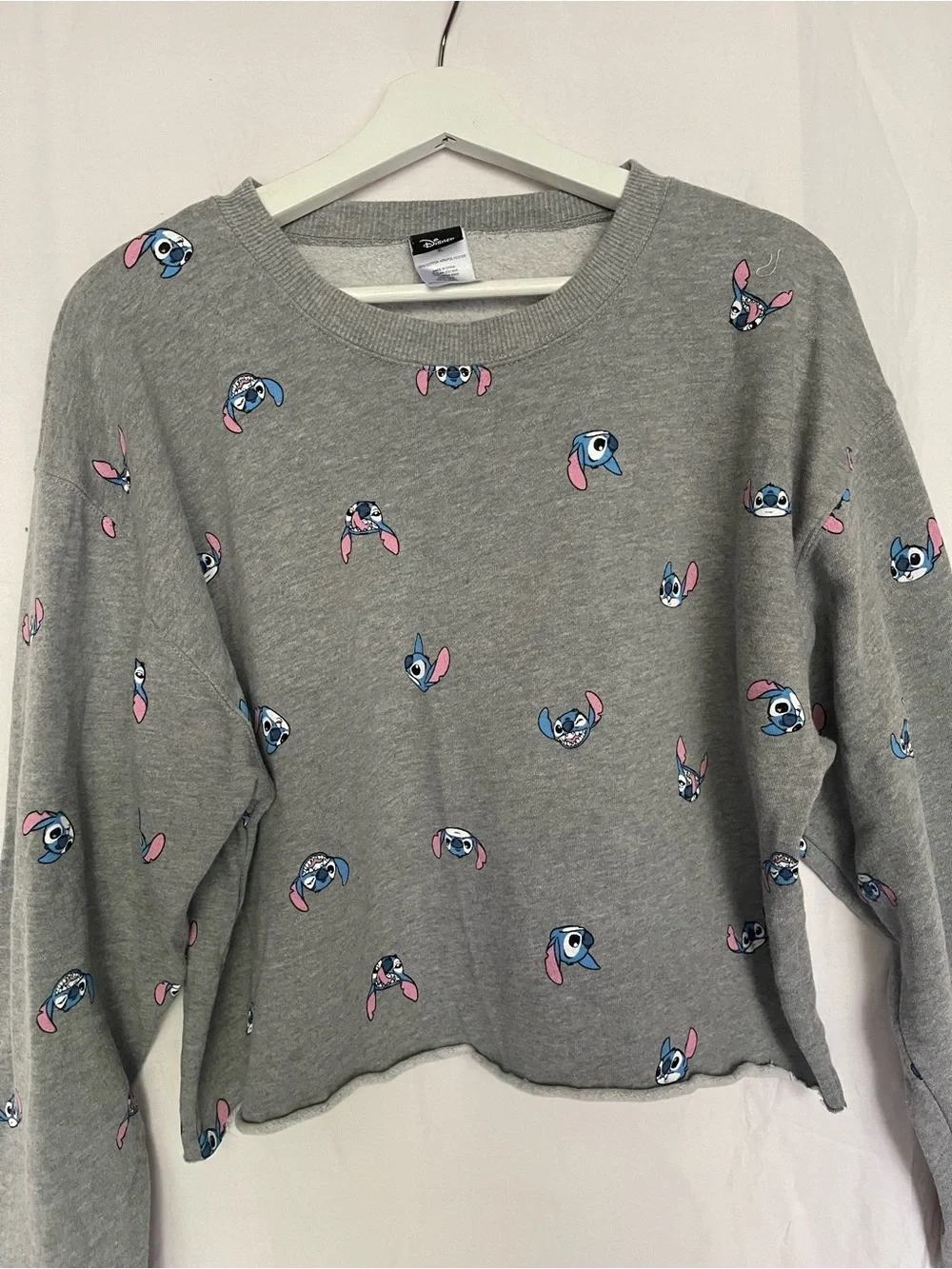 Disney Lilo & Stitch All-Over Print Cropped Sweatshirt Size XL Y2K Lounge Street